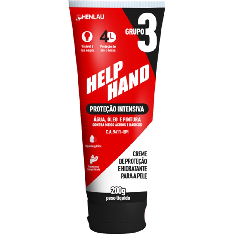 Creme Proteção Intensiva Help Hand G3 200g Henlau | Novo Campo