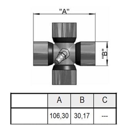 Cruzeta Agrícola 106,30mm X 30,17mm Serie 5000 Aemco CC55