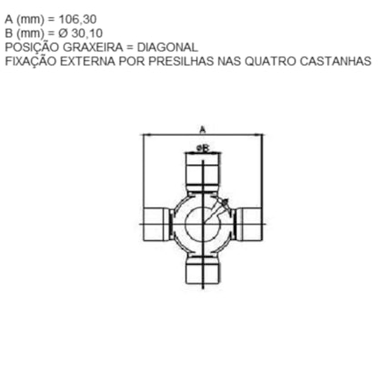 Cruzeta Agrícola 30,10X106,30mm Trava Externa Graxeira Lateral HCZ210