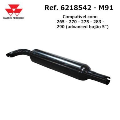 ESCAPAMANETO SILENCIOSO REDONDO C/ BUJAO 5" 265/270/275/283/290 MASSEY FERGUSON 6218542 TRATORRES TR20050