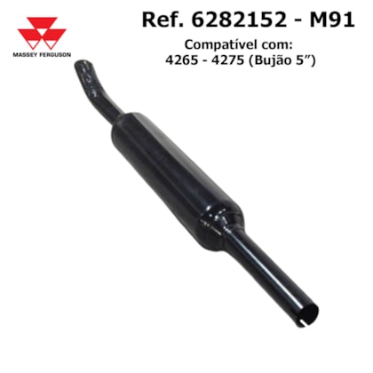 ESCAPAMENTO SILENCIOSO REDONDO C/ BUJÃO 5" TRATOR 4265/4275 MASSEY FERGUSON 6282152 TRATORRES TR20049