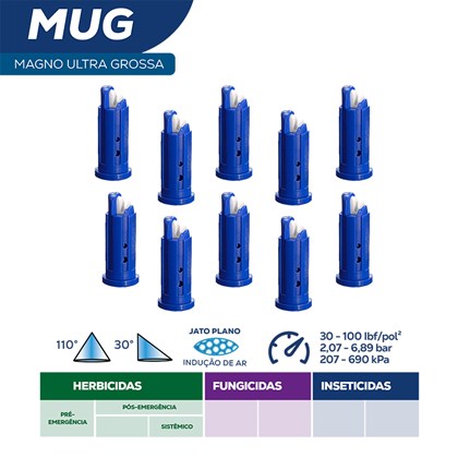 Kit Bico Pulverização MUG03 Azul Gostas Ultra Grossas (10 unidades)