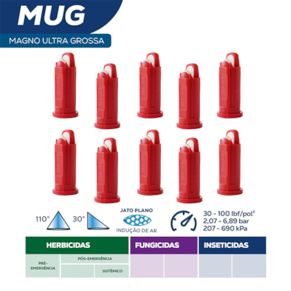 Kit Bico Pulverização MUG04 Vermelho Gotas Ultra Grossas (10 unidades)