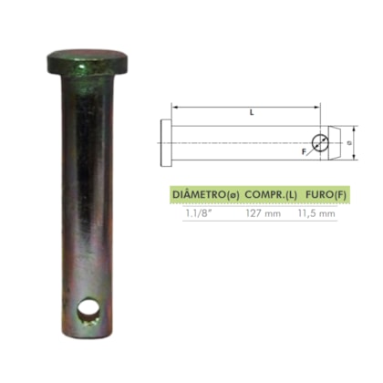 PINO ARTICULADOR DO HIDRAULICO 1.1/8 X 127MM FURO 11,5MM 300442