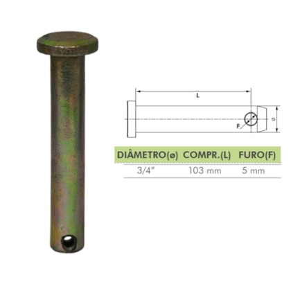 PINO TERCEIRO PONTO 3/4 X 103MM FURO 5,00MM MASSEY FERGUSON 344683