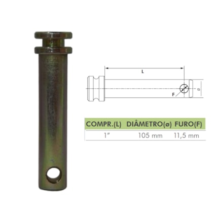 PINO TERCEIRO PONTO ARADO 1 X 105MM FURO 11,5MM C/ CANAL MASSEY FERGUSON 50X 831513