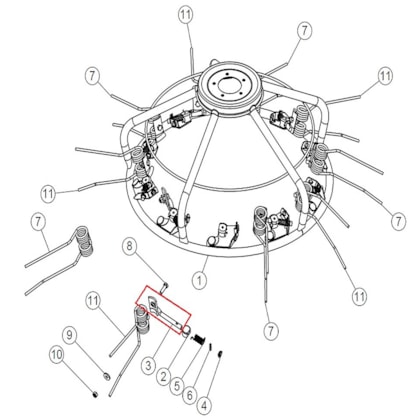 Suporte Mola Rotor Esquerdo Enleirador JF SPIN JF Máquinas 7120094